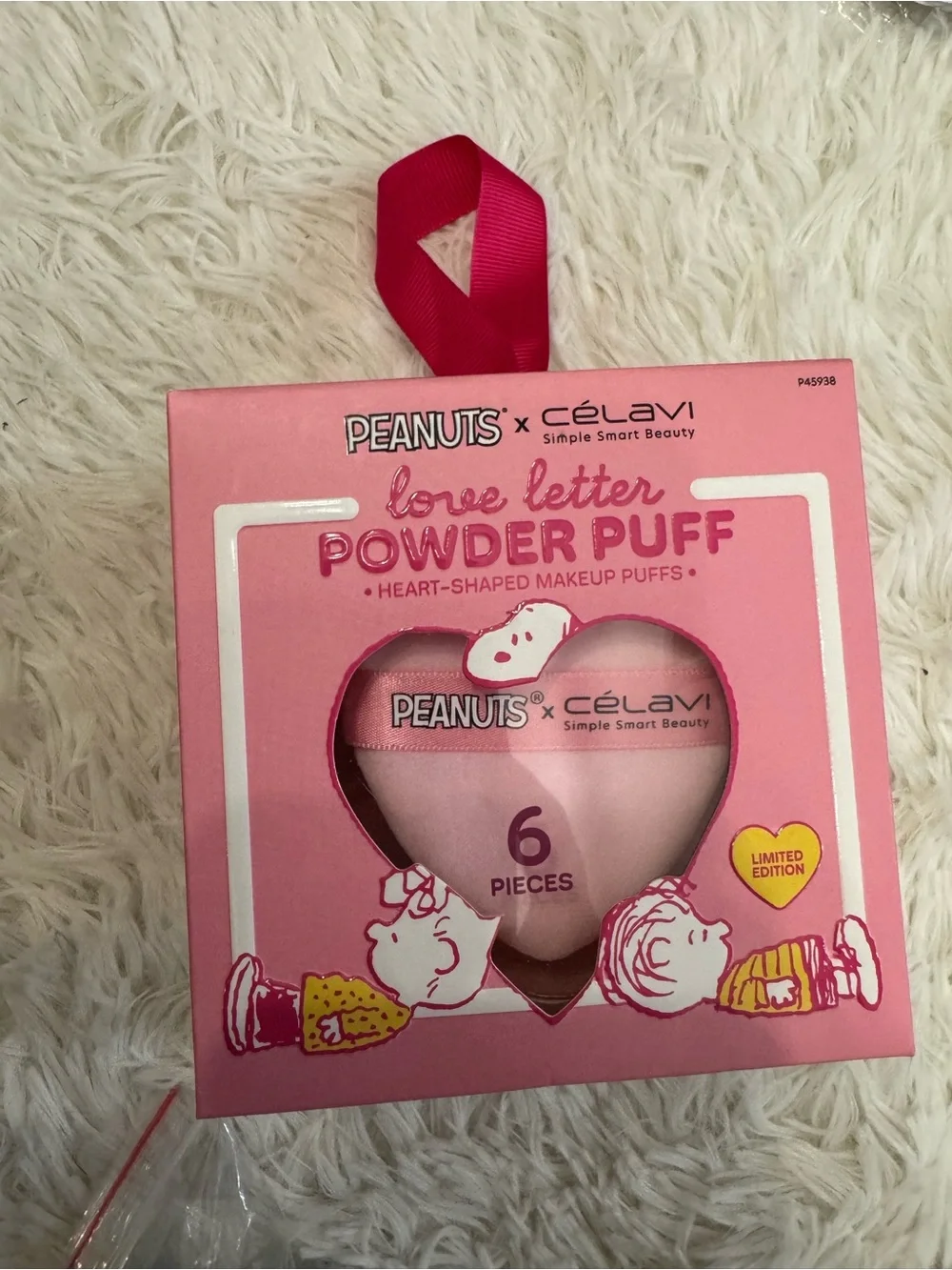 Peanuts x Célavi Love Letter Powder Puff Set - Pink set of 6 limited edition